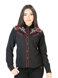 Centenario Womens Black Embroidered Western-style Blouse 126685