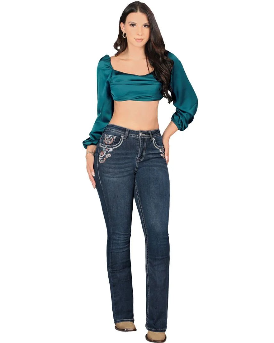 Women's Bootcut Denim Western Jeans - Dark Blue 757 - OriginalWestern.com