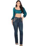 Women's Bootcut Denim Western Jeans - Dark Blue 757 - OriginalWestern.com