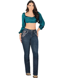 Women's Bootcut Denim Western Jeans - Dark Blue 757 - OriginalWestern.com