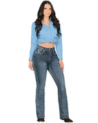 Women's Bootcut Denim Western Jeans - Dark Blue 757 - OriginalWestern.com