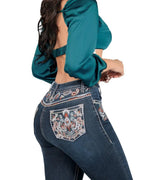 Women's Bootcut Denim Western Jeans - Dark Blue 757 - OriginalWestern.com