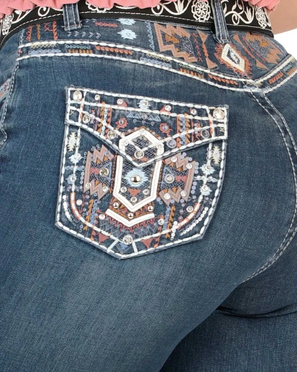 Women's Bootcut Denim Western Jeans - Dark Blue 760 - OriginalWestern.com