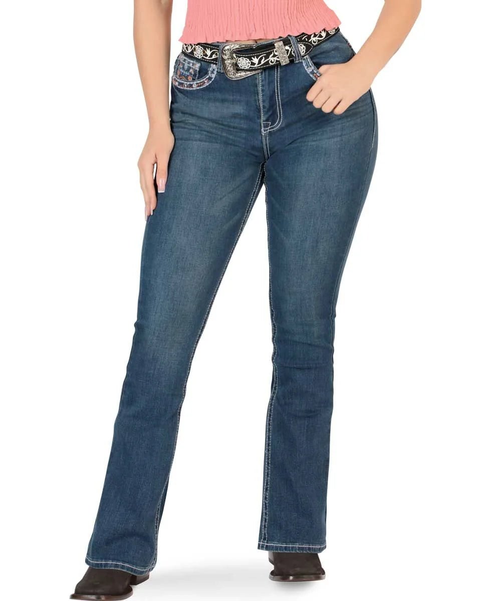 Women's Bootcut Denim Western Jeans - Dark Blue 760 - OriginalWestern.com