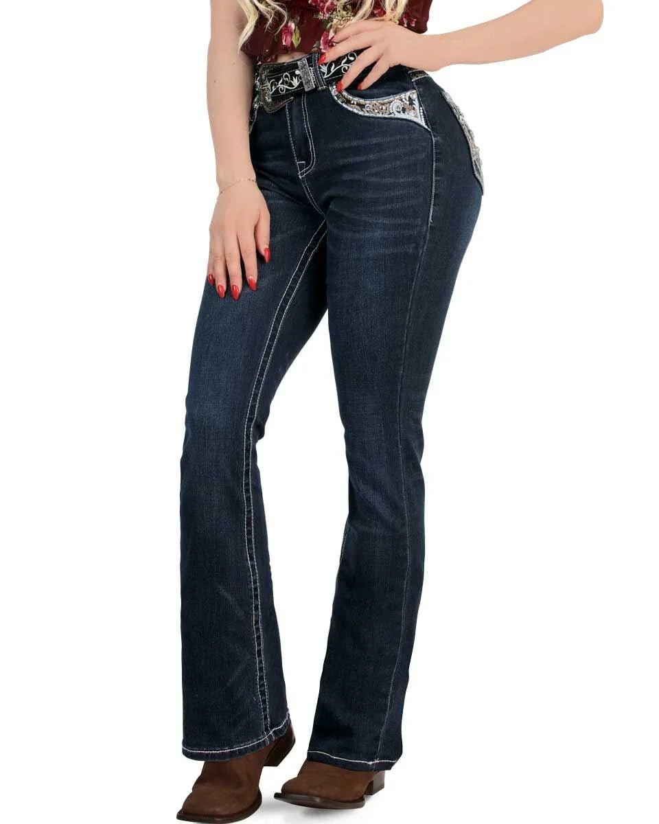 Women's Bootcut Denim Western Jeans - Dark Blue 774 - OriginalWestern.com