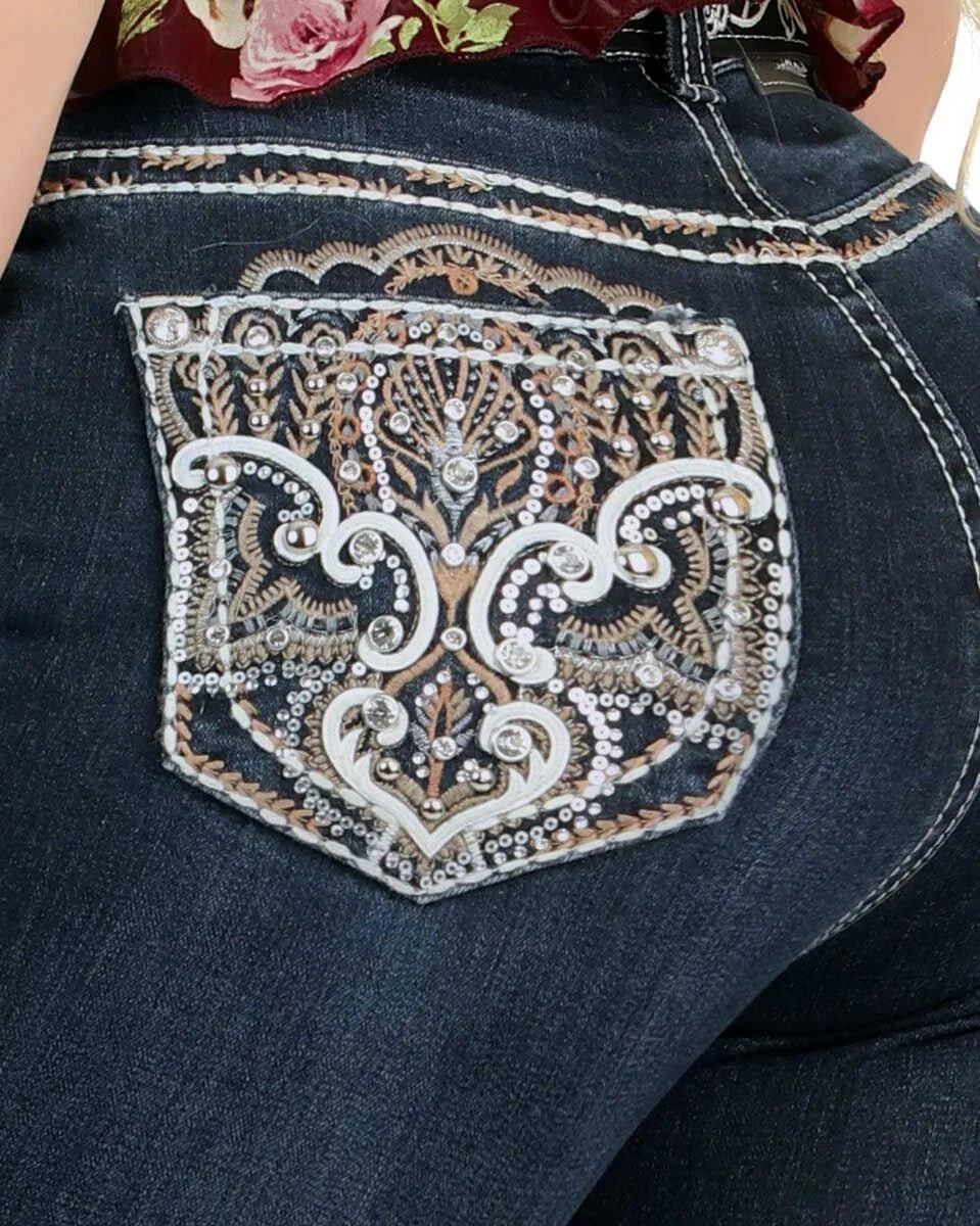 Women's Bootcut Denim Western Jeans - Dark Blue 774 - OriginalWestern.com