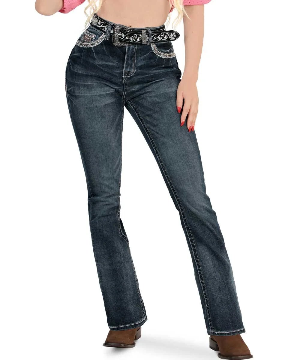 Women's Bootcut Denim Western Jeans - Dark Blue 775 - OriginalWestern.com