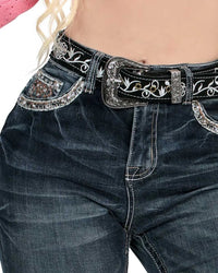 Women's Bootcut Denim Western Jeans - Dark Blue 775 - OriginalWestern.com
