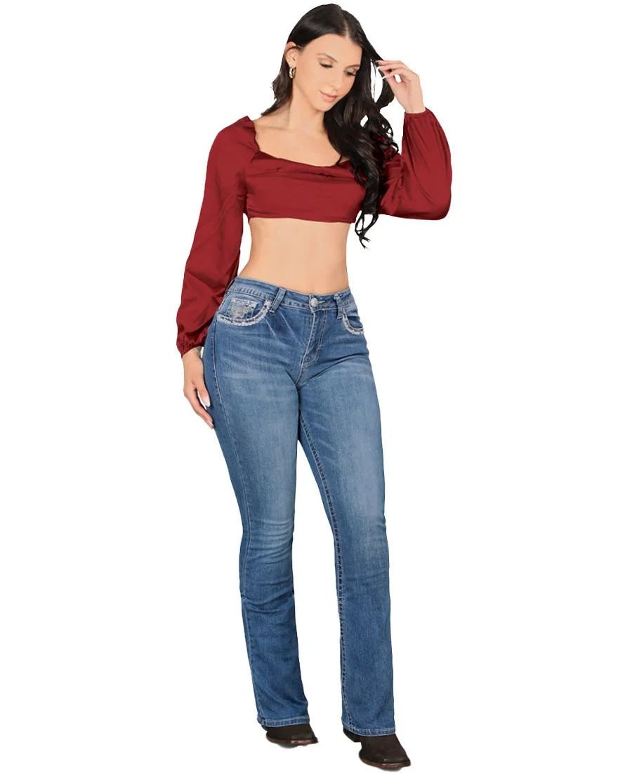 Women's Bootcut Denim Western Jeans - Light Blue 758 - OriginalWestern.com
