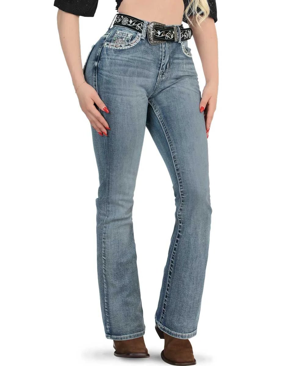 Women's Bootcut Denim Western Jeans - Light Blue 772 - OriginalWestern.com