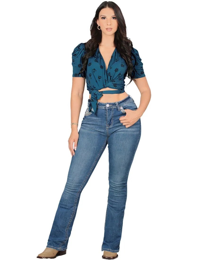Women's Bootcut Denim Western Jeans - Medium Blue 747 - OriginalWestern.com