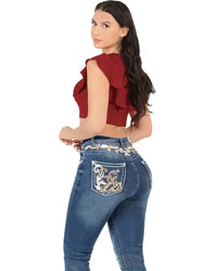 Women's Bootcut Denim Western Jeans - Medium Blue 762 - OriginalWestern.com