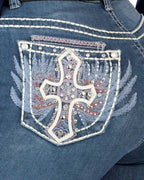 Women's Bootcut Denim Western Jeans - Medium Blue 764 - OriginalWestern.com