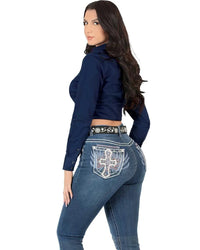 Women's Bootcut Denim Western Jeans - Medium Blue 764 - OriginalWestern.com