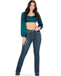 Women's Bootcut Denim Western Jeans - Medium Blue 766 - OriginalWestern.com