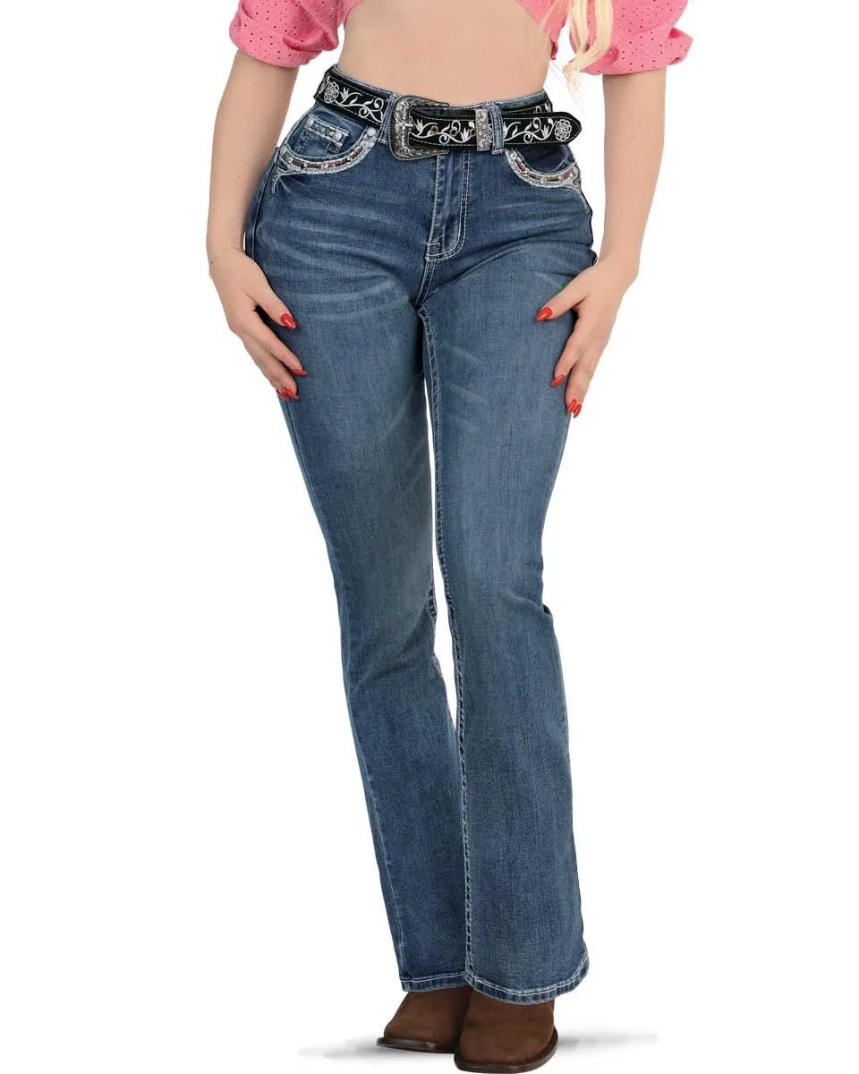 Women's Bootcut Denim Western Jeans - Medium Blue 771 - OriginalWestern.com