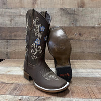 Women's Genuine Leather Cowgirl Boots Blue Flowers Est.115 Crazy Arena - OriginalWestern.com