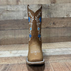 Women's Genuine Leather Cowgirl Boots Blue Flowers Est.251 Crazy Tang - OriginalWestern.com