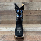 Women's Genuine Leather Cowgirl Boots Blue Flowers Est.805 Oleobuck - OriginalWestern.com