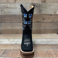 Women's Genuine Leather Cowgirl Boots Blue Flowers Est.805 Oleobuck - OriginalWestern.com