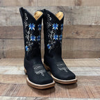 Women's Genuine Leather Cowgirl Boots Blue Flowers Est.805 Oleobuck - OriginalWestern.com