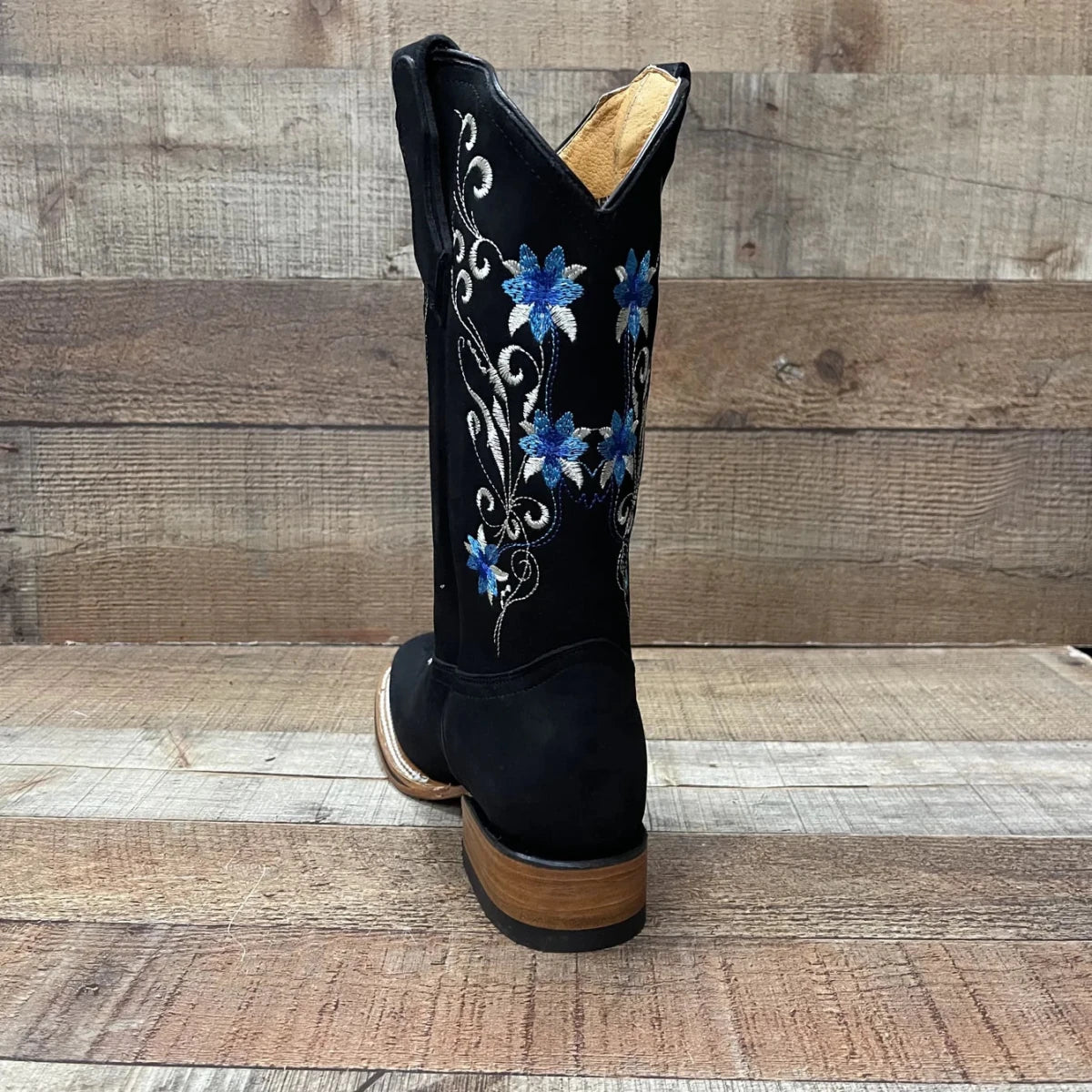 Women's Genuine Leather Cowgirl Boots Blue Flowers Est.805 Oleobuck - OriginalWestern.com