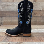 Women's Genuine Leather Cowgirl Boots Blue Flowers Est.805 Oleobuck - OriginalWestern.com