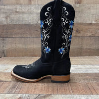 Women's Genuine Leather Cowgirl Boots Blue Flowers Est.805 Oleobuck - OriginalWestern.com