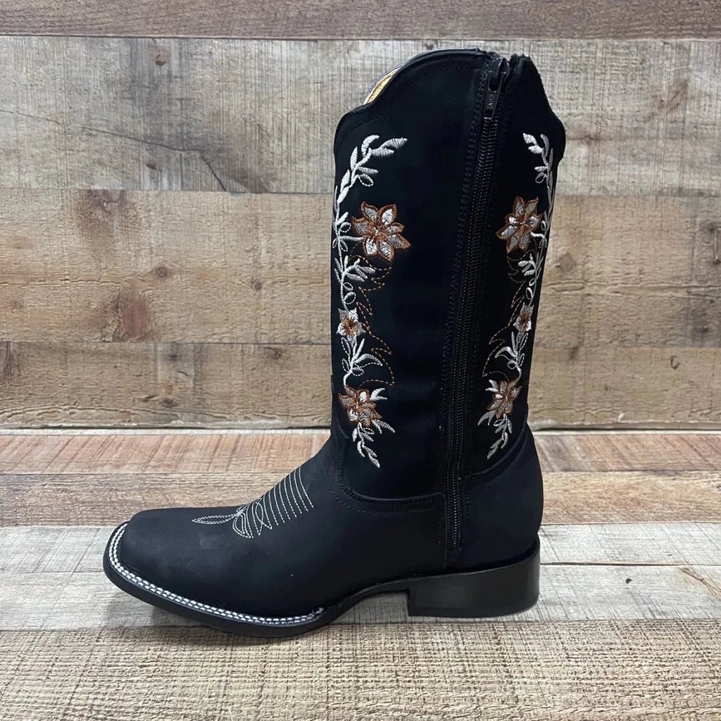 Women's Genuine Leather Cowgirl Boots Crazy Est. 252 Black - OriginalWestern.com