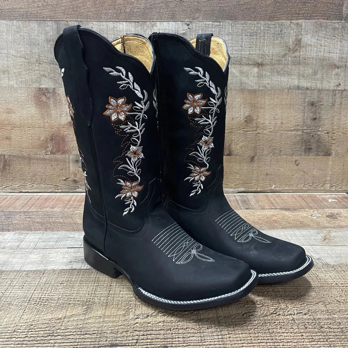 Women's Genuine Leather Cowgirl Boots Crazy Est. 252 Black - OriginalWestern.com