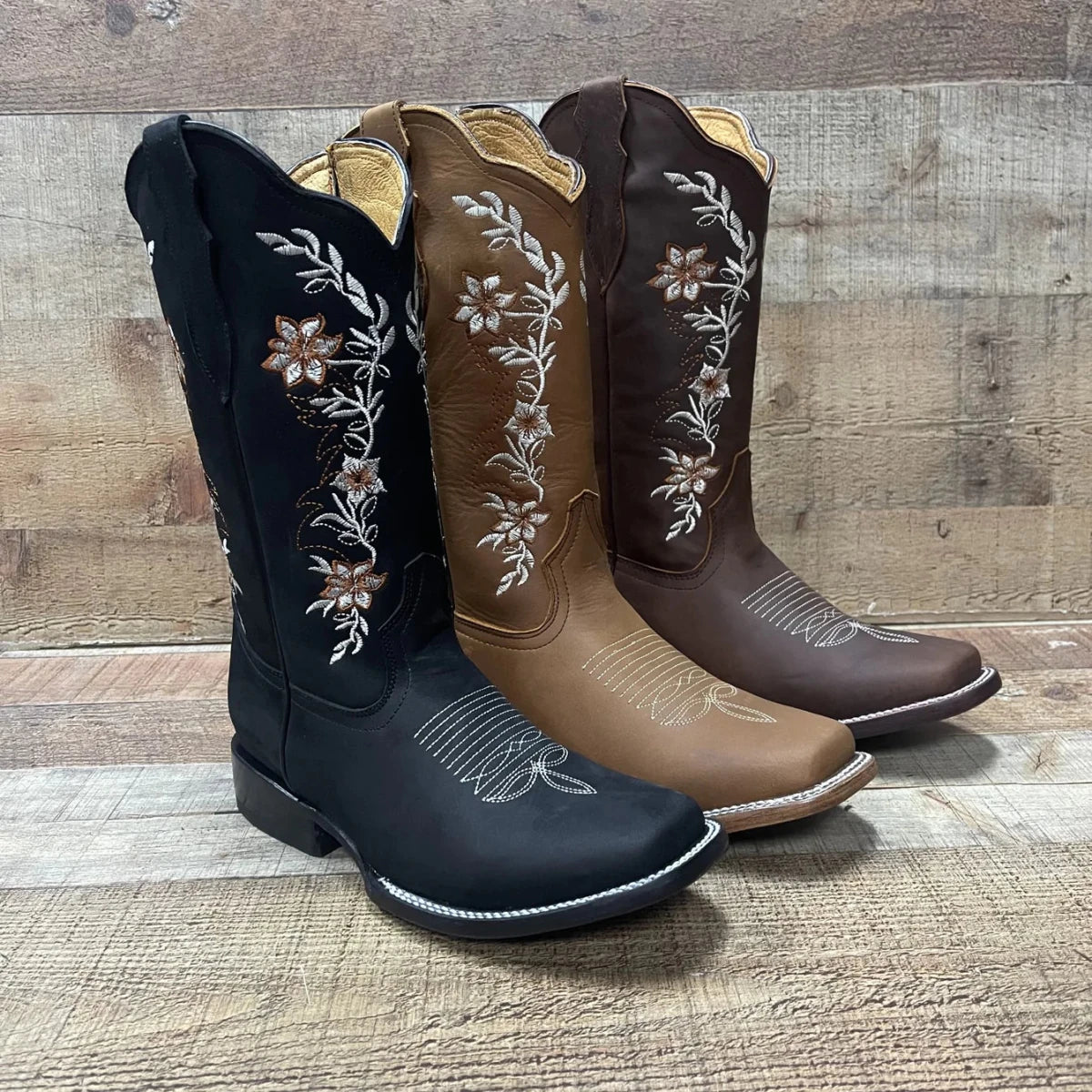 Women's Genuine Leather Cowgirl Boots Crazy Est. 252 Black - OriginalWestern.com