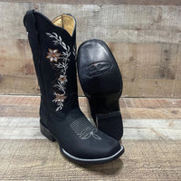 Women's Genuine Leather Cowgirl Boots Crazy Est. 252 Black - OriginalWestern.com