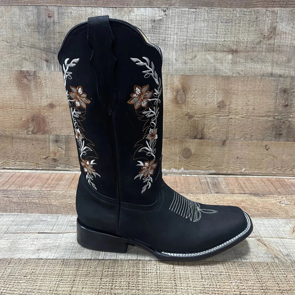 Women's Genuine Leather Cowgirl Boots Crazy Est. 252 Black - OriginalWestern.com