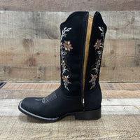 Women's Genuine Leather Cowgirl Boots Crazy Est. 252 Black - OriginalWestern.com