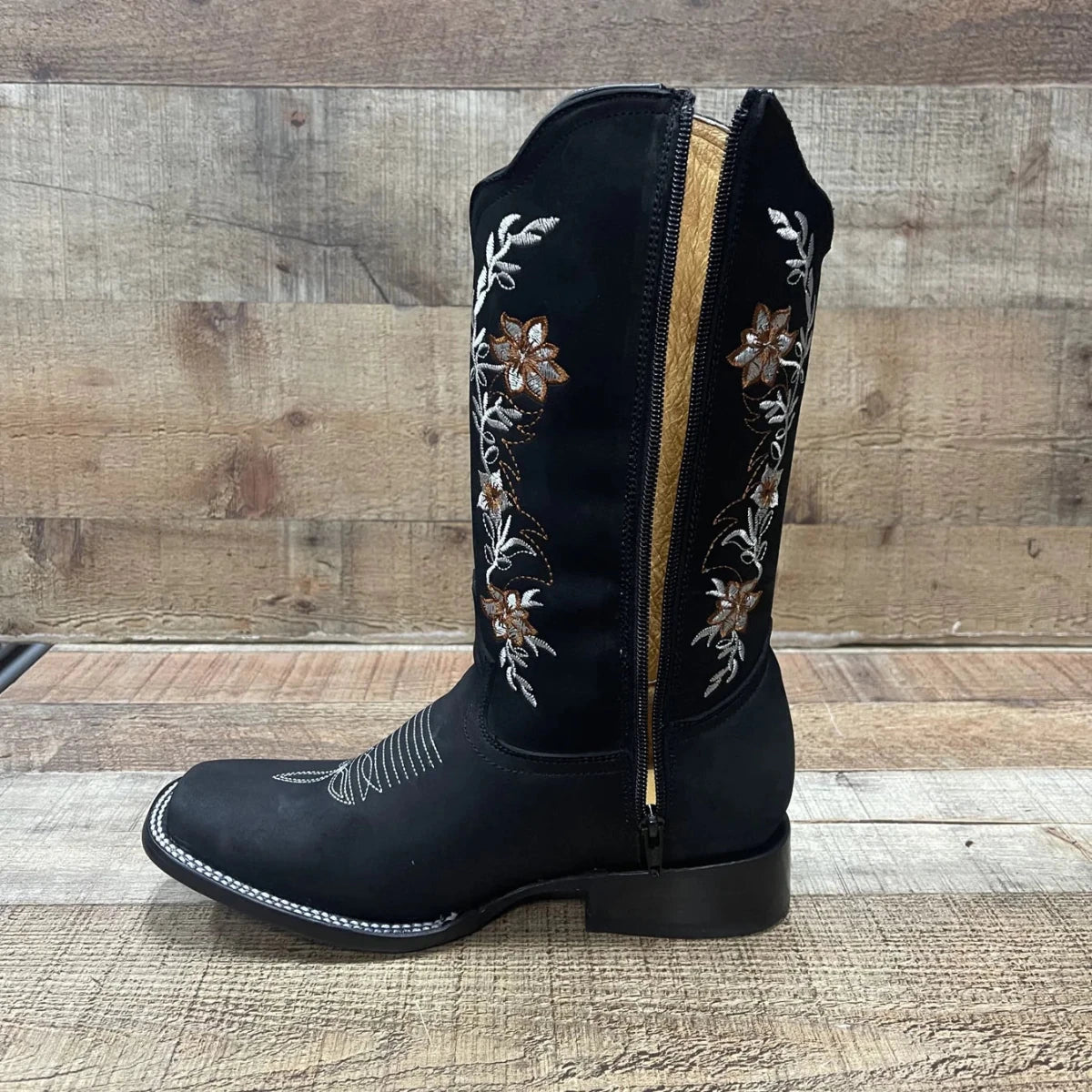 Women's Genuine Leather Cowgirl Boots Crazy Est. 252 Black - OriginalWestern.com