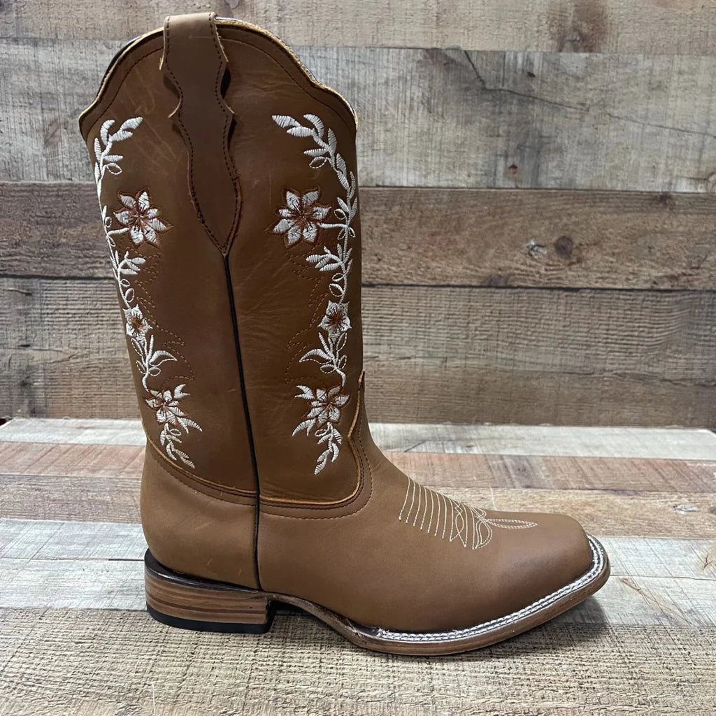 Women's Genuine Leather Cowgirl Boots Crazy Est. 252 Tan - OriginalWestern.com