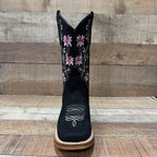 Women's Genuine Leather Cowgirl Boots Pink Flowers Est. 804 Black - OriginalWestern.com