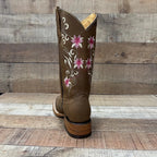 Women's Genuine Leather Cowgirl Boots Pink Flowers Est. 804 Tan - OriginalWestern.com