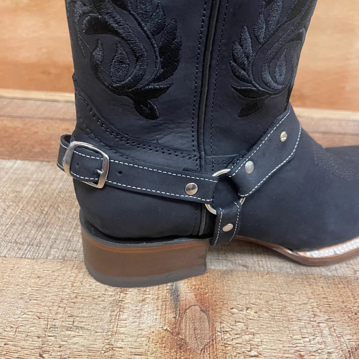 Women's Genuine Leather Square Toe Cowgirl Black Boots Est. 112 - OriginalWestern.com
