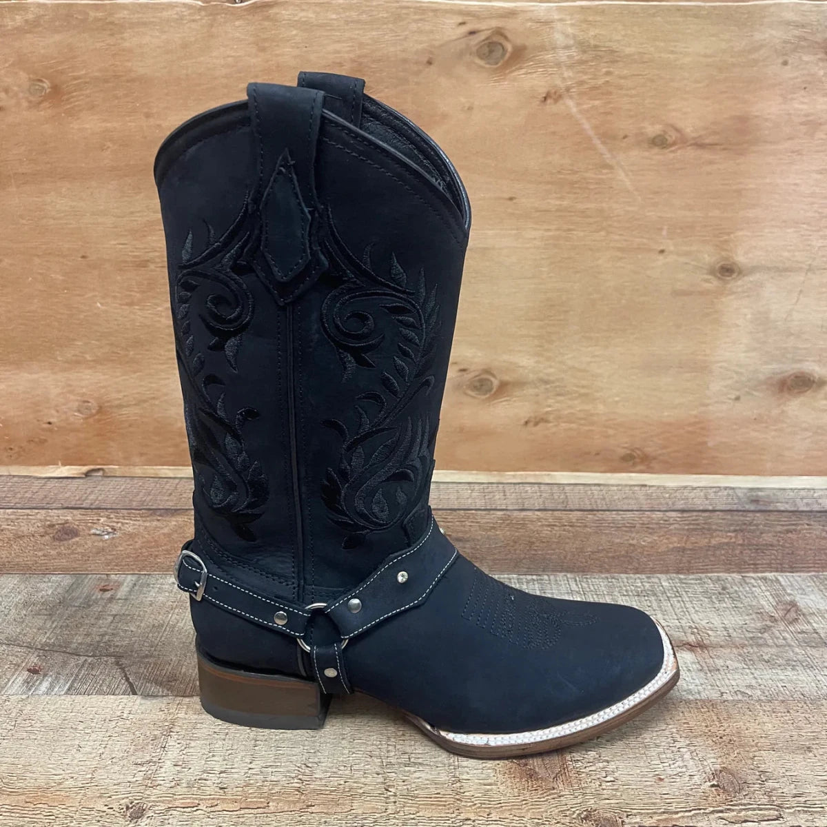 Women's Genuine Leather Square Toe Cowgirl Black Boots Est. 112 - OriginalWestern.com