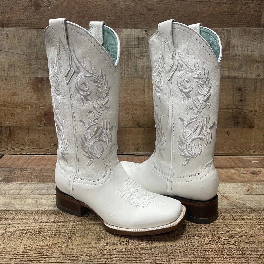 Women's Genuine Leather Square Toe Cowgirl White Boots Est. 112 - OriginalWestern.com