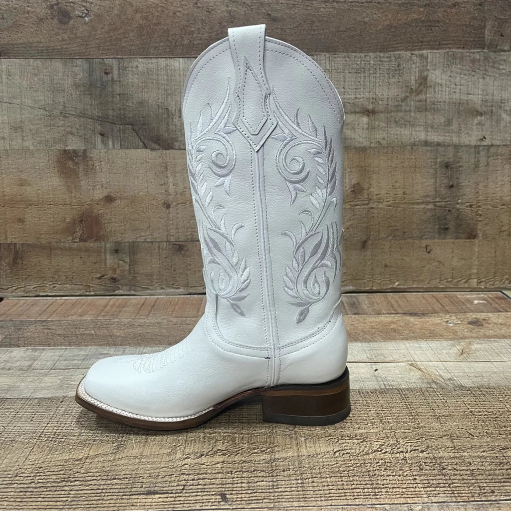 Women's Genuine Leather Square Toe Cowgirl White Boots Est. 112 - OriginalWestern.com