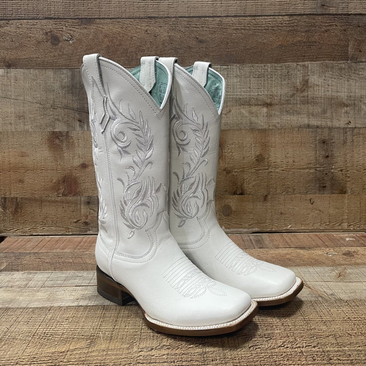 Women's Genuine Leather Square Toe Cowgirl White Boots Est. 112 - OriginalWestern.com