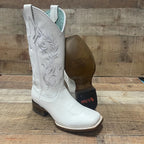 Women's Genuine Leather Square Toe Cowgirl White Boots Est. 112 - OriginalWestern.com