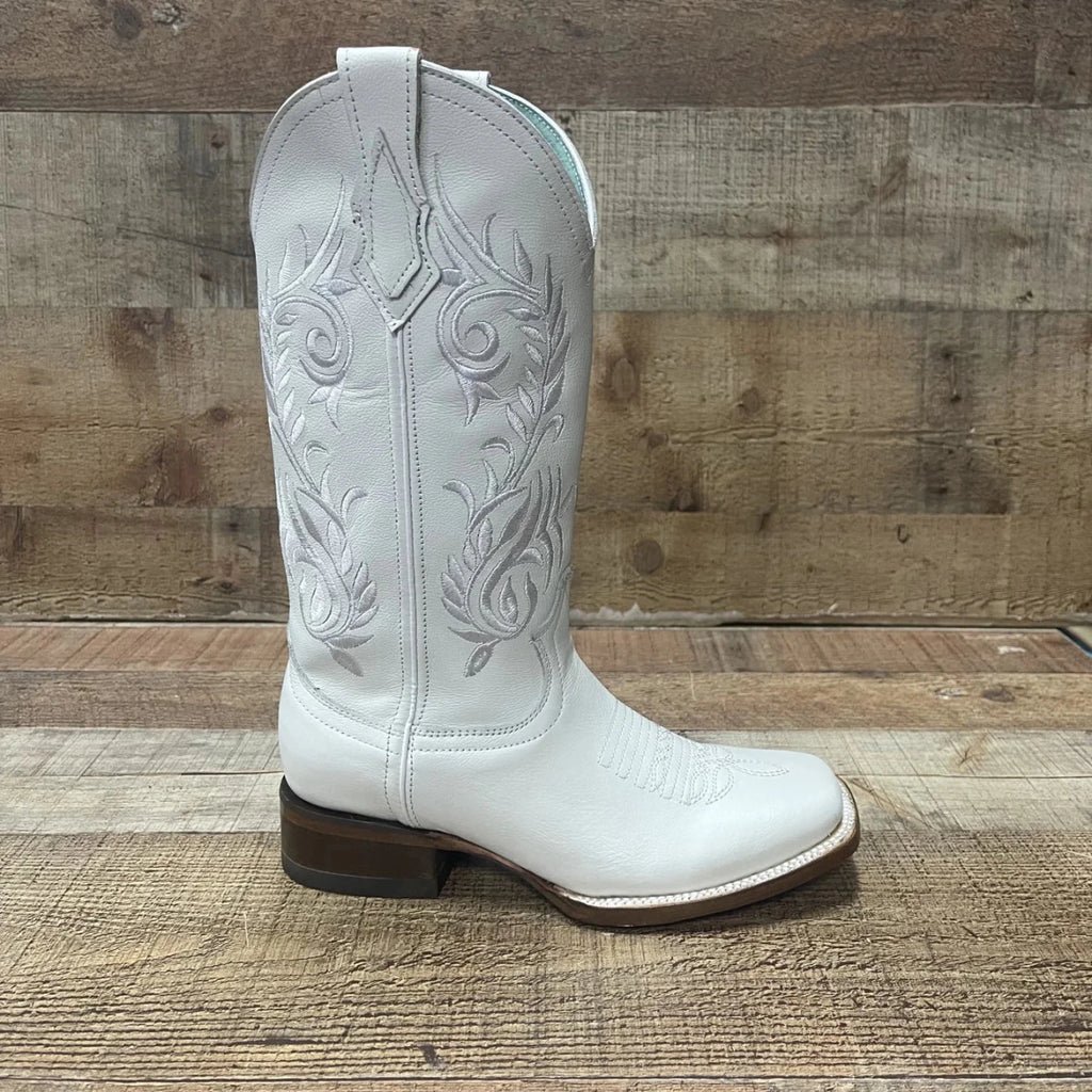 Women's Genuine Leather Square Toe Cowgirl White Boots Est. 112 - OriginalWestern.com