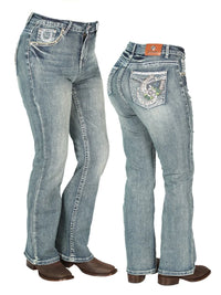Centenario Women's Bootcut Denim Western Jeans 44957 - Medium-Blue