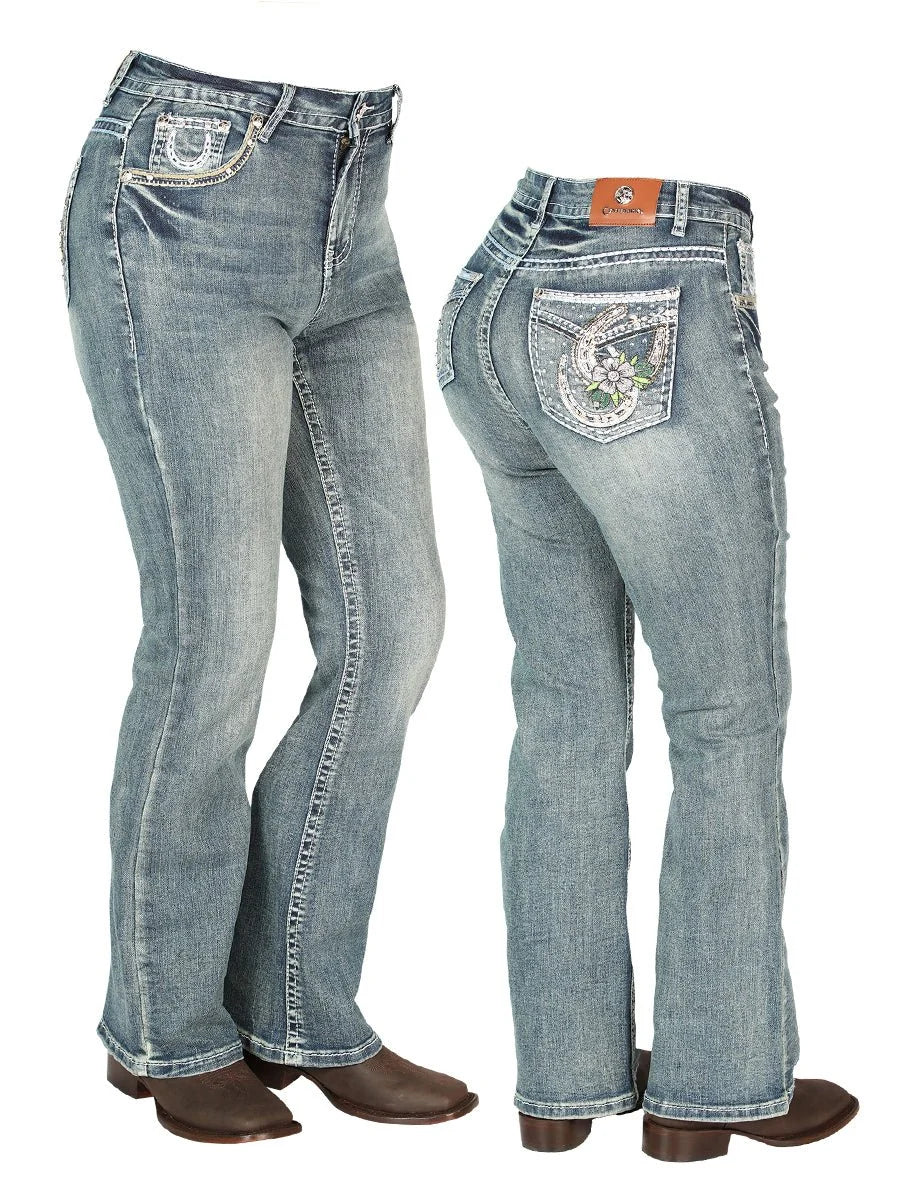Centenario Women's Bootcut Denim Western Jeans 44957 - Medium-Blue