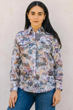 Women's Modern Fit Stretch Foil Fashion Shirt
