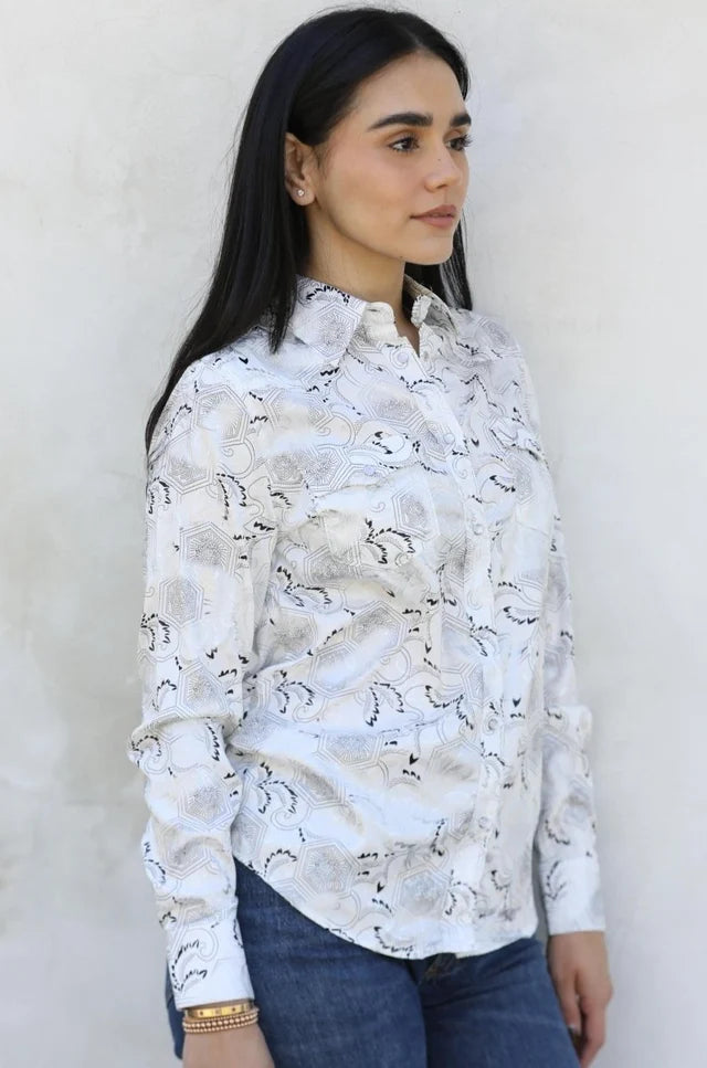 Women's Modern Fit Stretch Foil Fashion Shirt