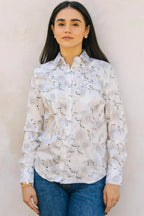 Women's Modern Fit Stretch Foil Fashion Shirt